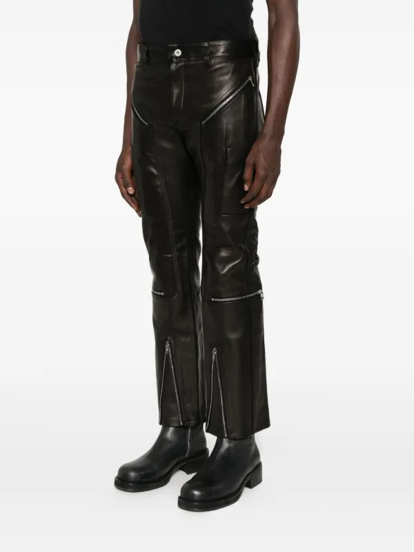 Rick Owens ジップディテール レザーパンツ | ブラック