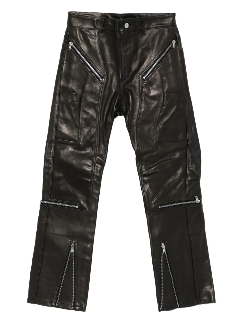Rick Owens zip-detail leather trousers | Black | Image 1