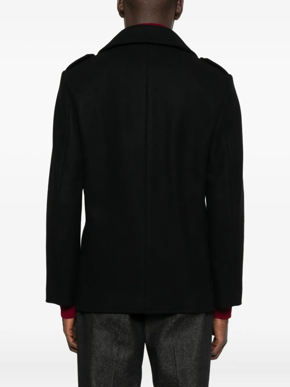 Saint Laurent Double-breasted Cupro Coat In Black