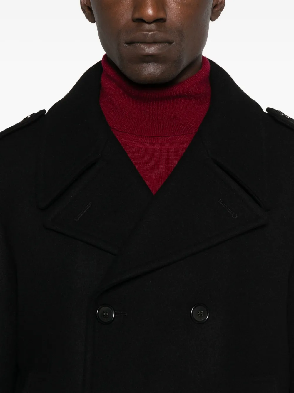 Saint Laurent Double-breasted Cupro Coat In Black