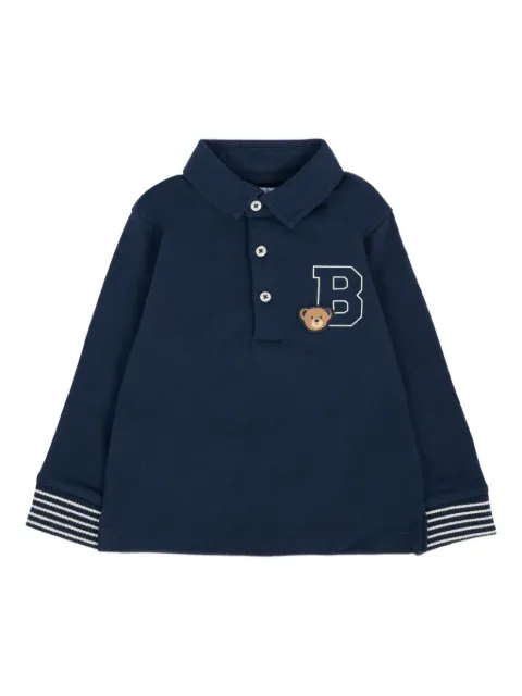Mayoral long-sleeve bear-detail polo shirt