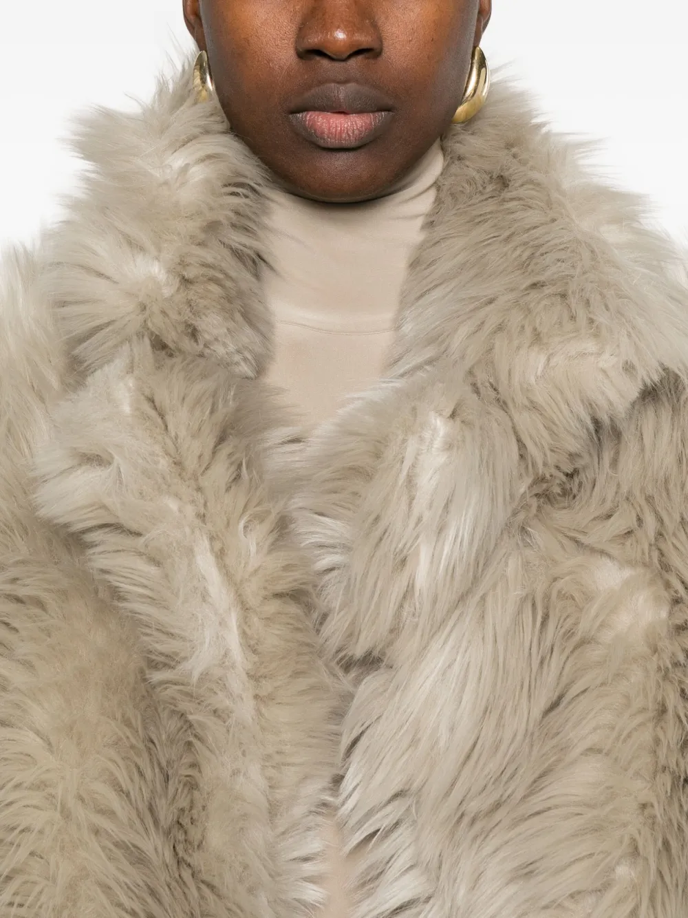The Latest Thelatest Short Ice-white Faux Fur Coat In Neutral
