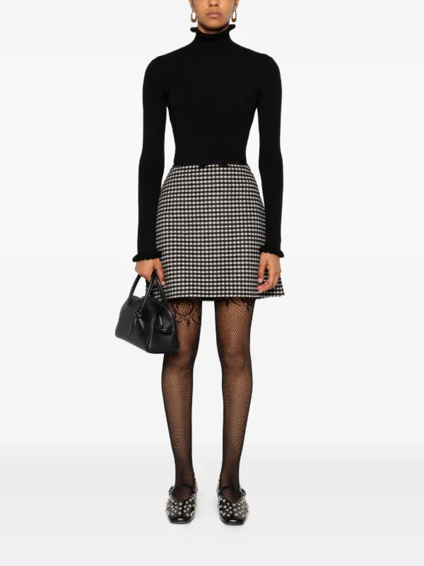 Valentino Garavani Gingham Mini Skirt | Black | FARFETCH