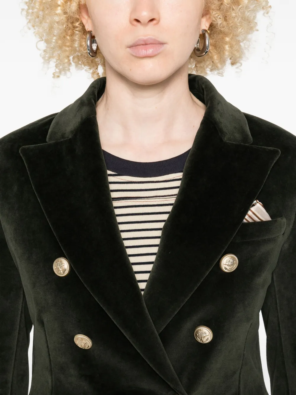 Circolo 1901 Velvet Double-breasted Jacket In Green