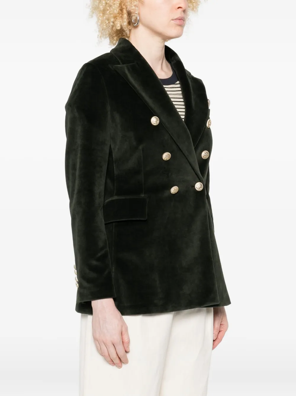 Circolo 1901 Velvet Double-breasted Jacket In Green