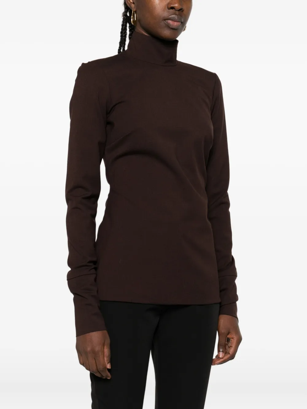THELATEST Blouse met hoge hals Bruin