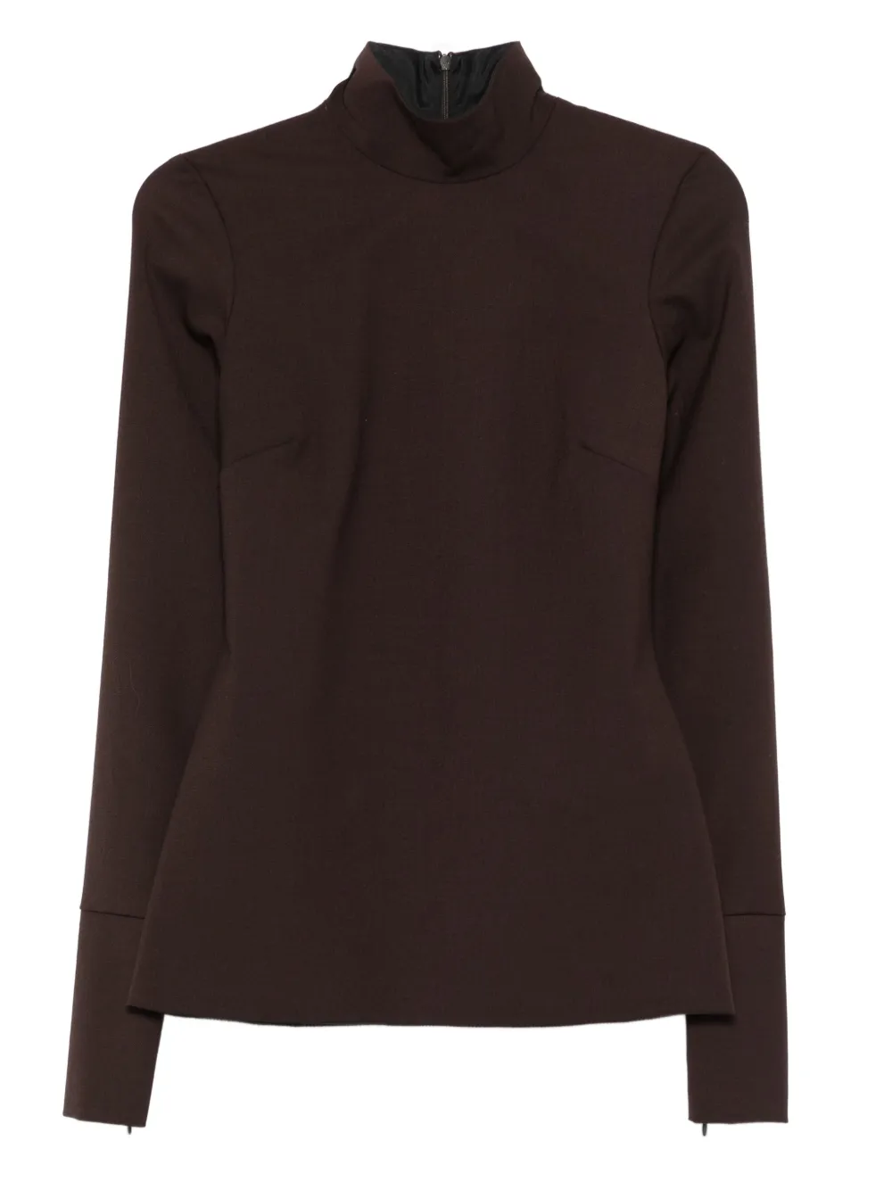 THELATEST high-neck long-sleeve blouse | Brown | Image 1