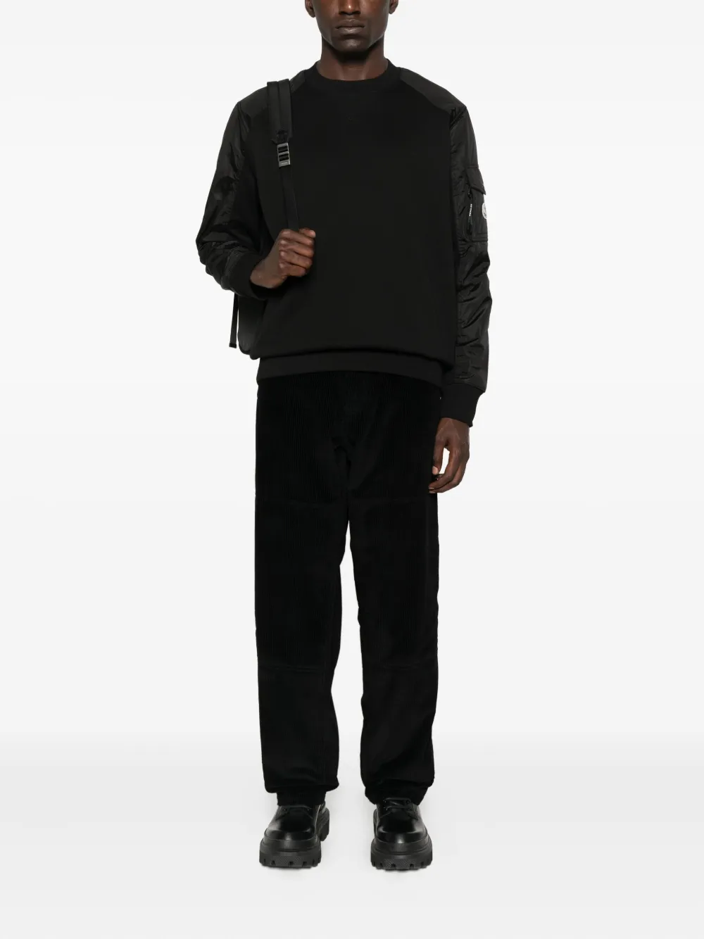 Moncler corduroy-panel trousers - Zwart