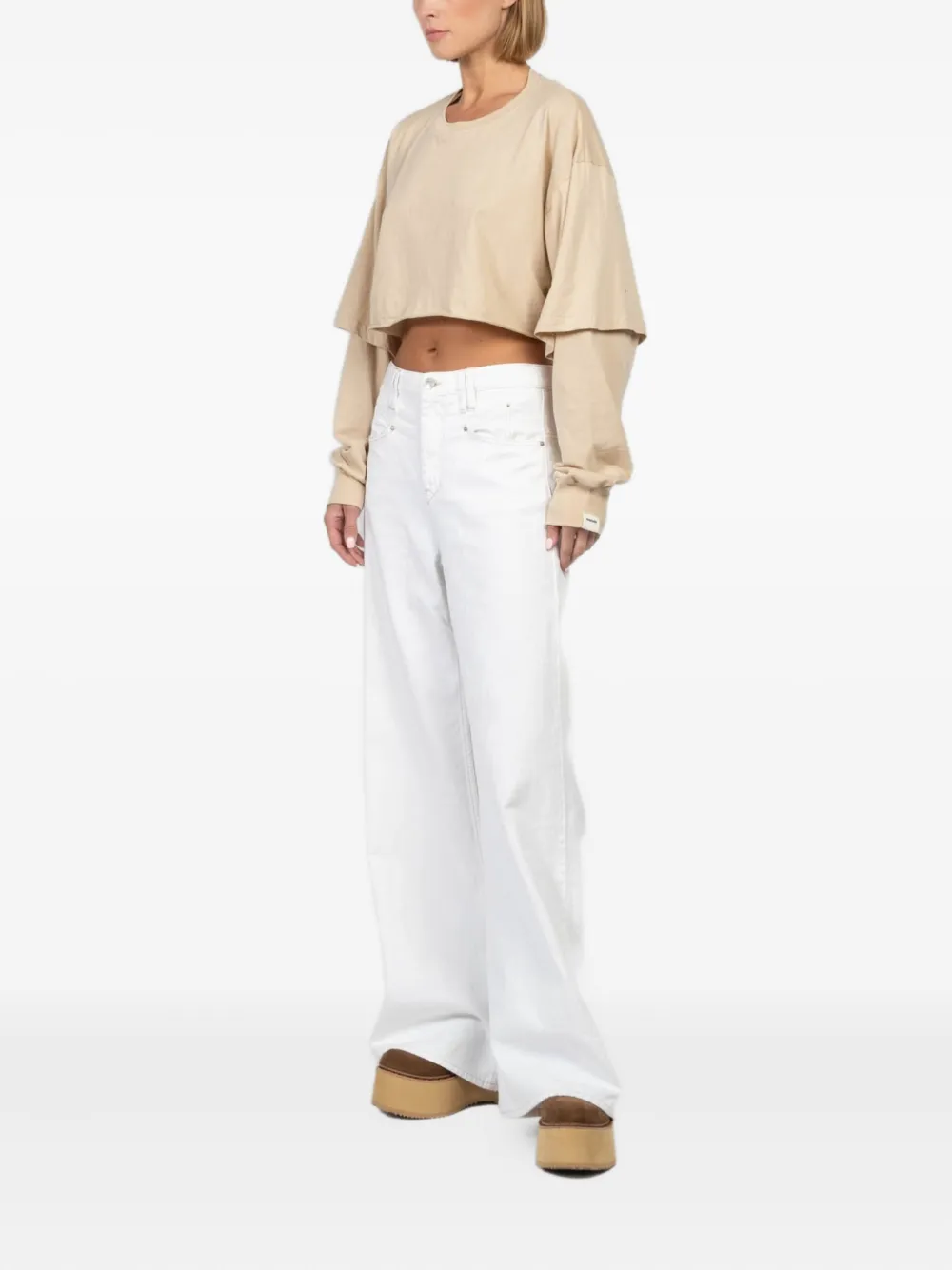 Freedér Easy Breeze Double-layered Cropped Top In Neutral