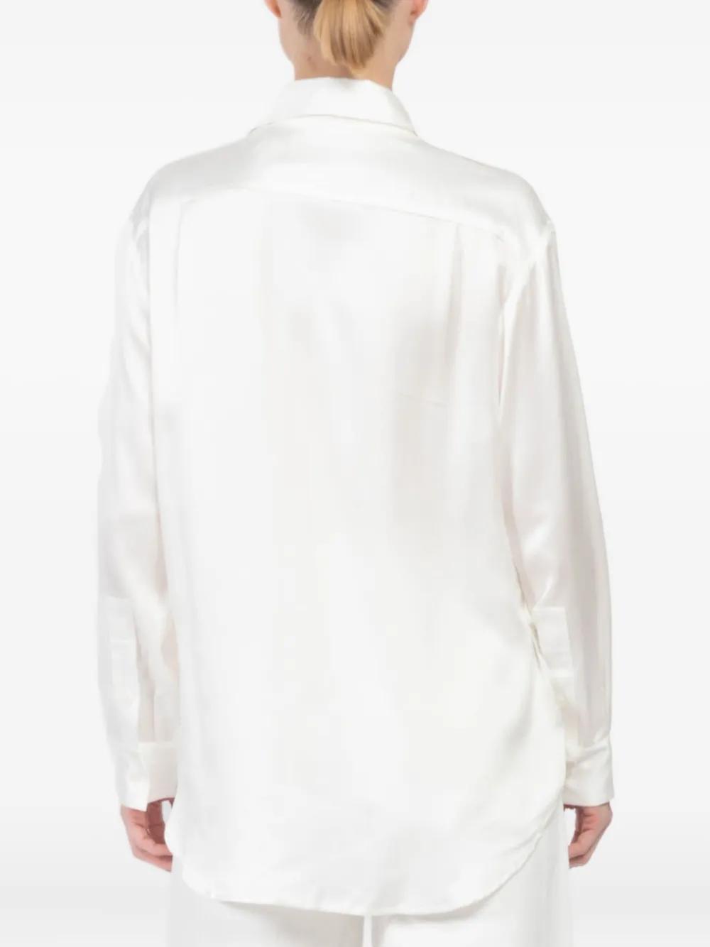 Cissa Silk Long-sleeve Shirt In White
