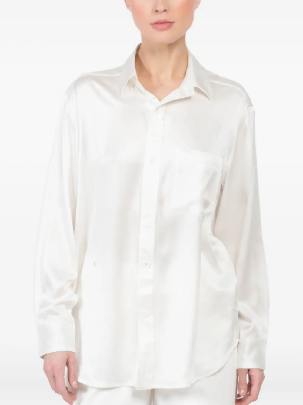 Cissa Silk Long-sleeve Shirt In White