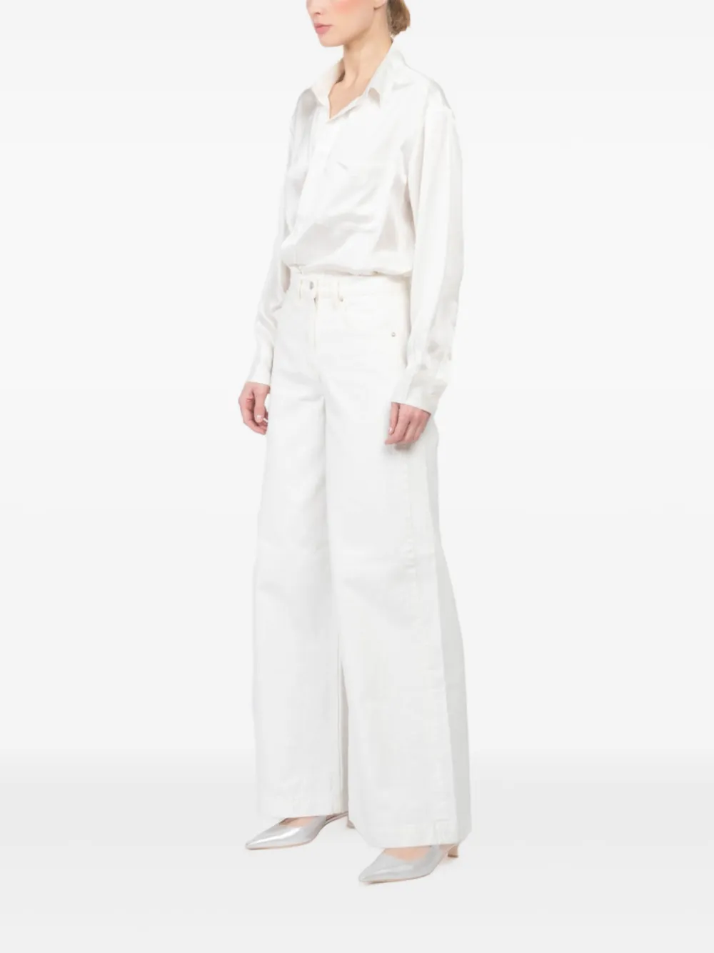 Cissa Silk Long-sleeve Shirt In White