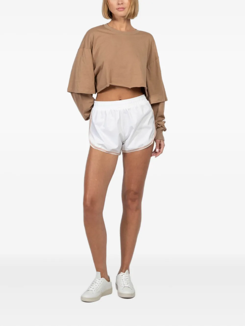 Freedér Easy Breeze Double-layered Cropped Top In Brown