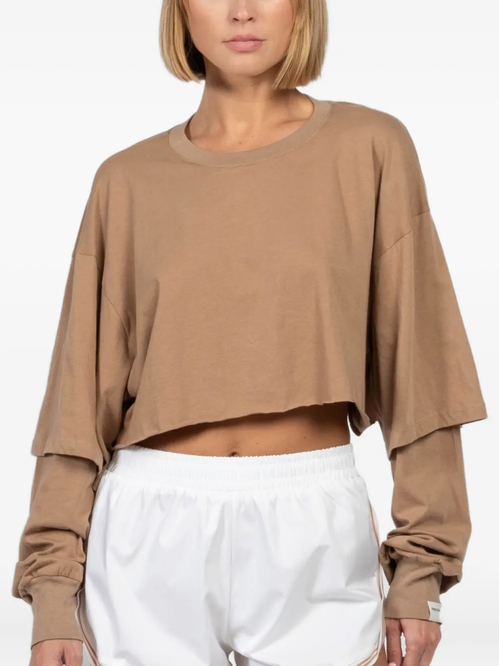 Freedér Easy Breeze Double-layered Cropped Top In Brown