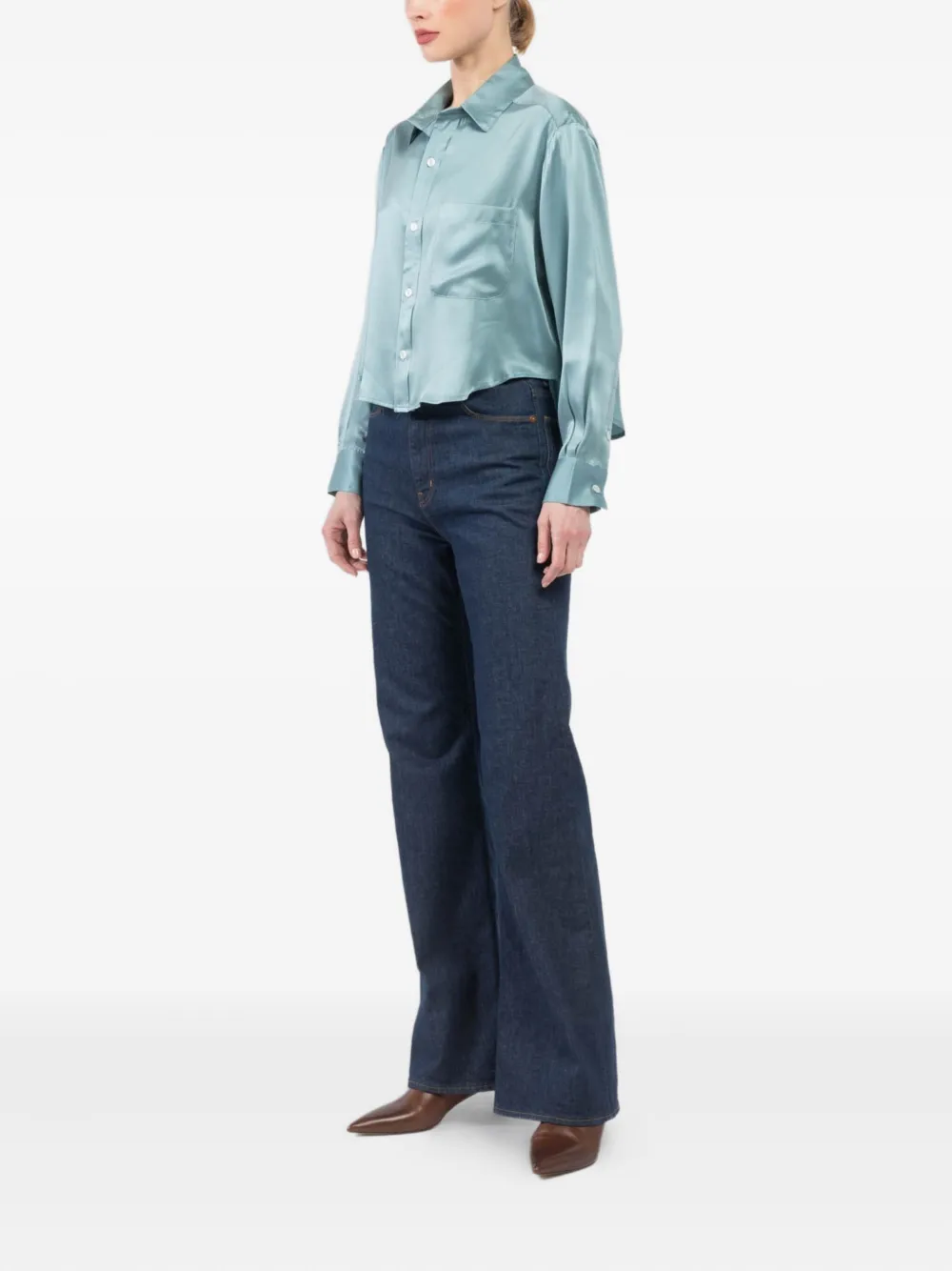 Cissa Belle Button Down Shirt In Ether In Blue