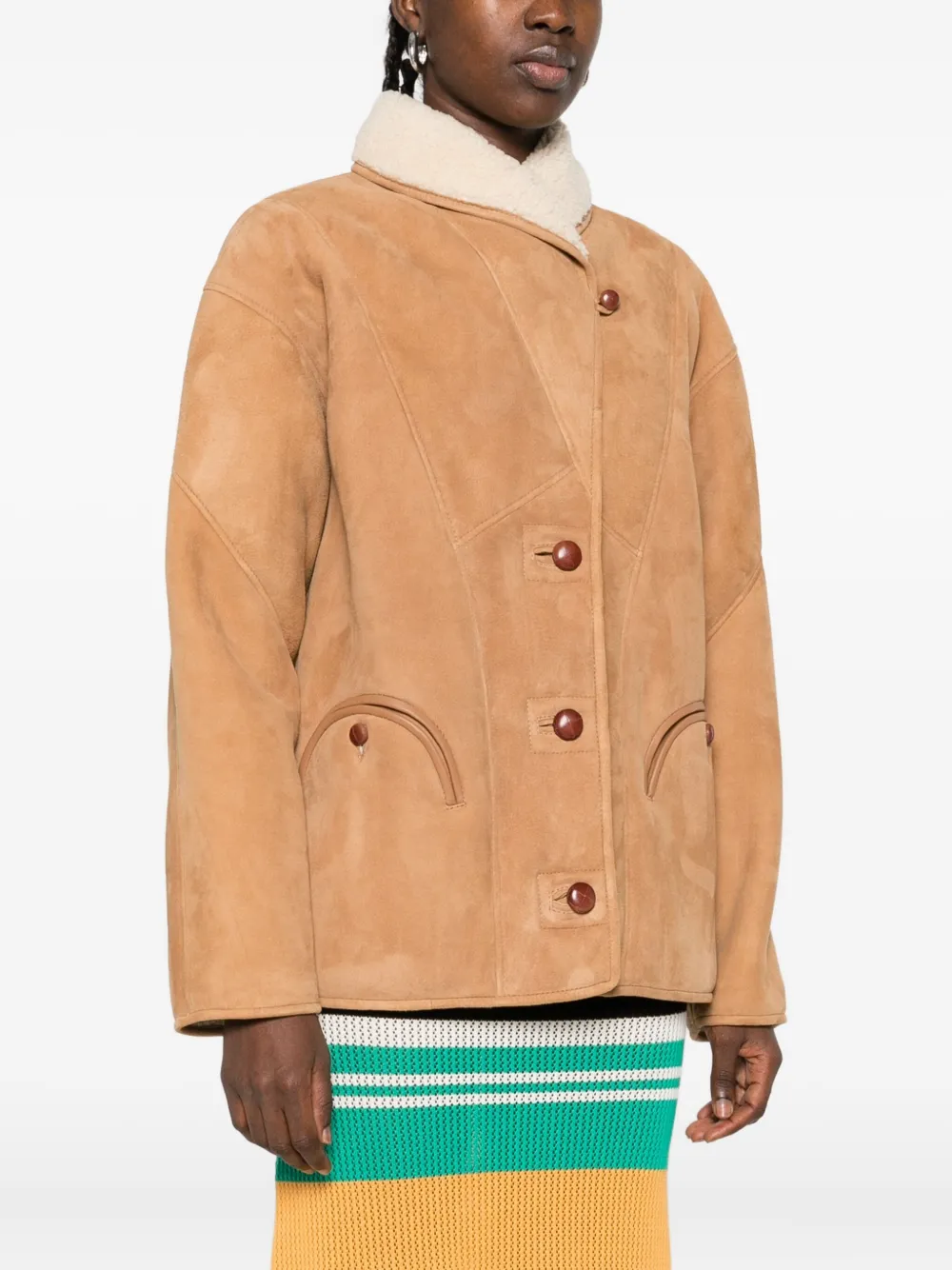 Blazé Milano Long-sleeved Leather Jacket In Brown
