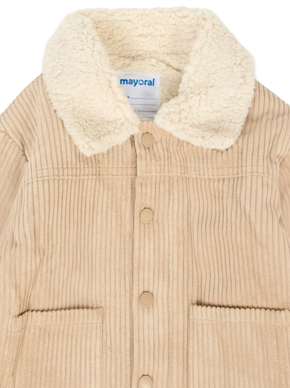 Mayoral Ribfluwelen jas met borg kraag Beige