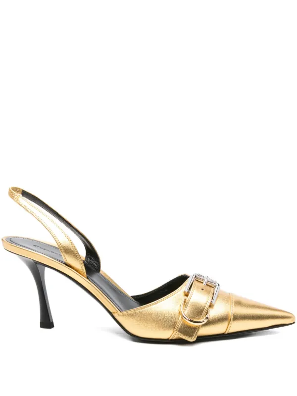 Givenchy Pre-Owned 75mm Voyou Slingback Pumps Gold FARFETCH IN