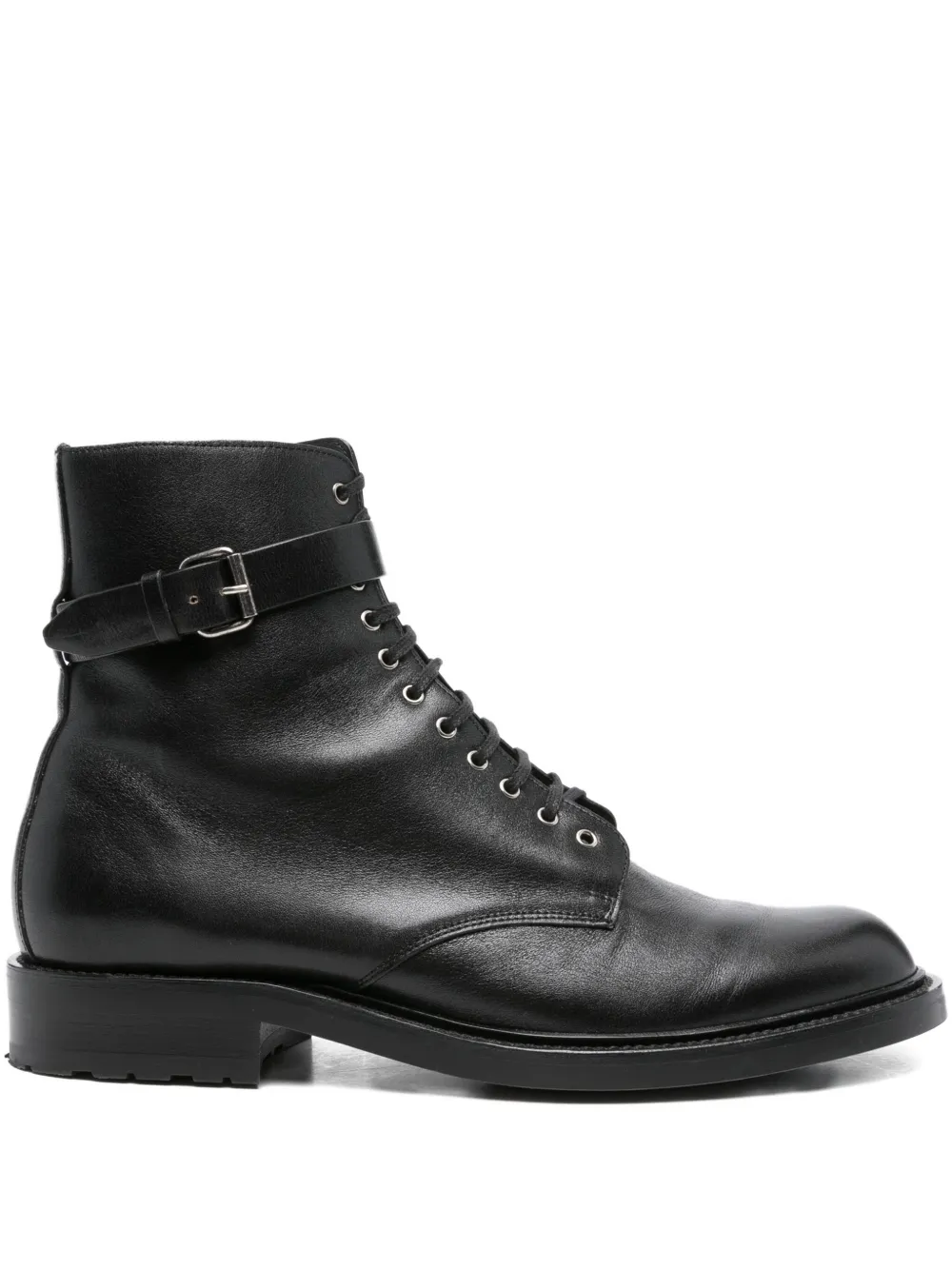 Saint Laurent Pre-Owned Hanot lace-up buckle boots - ブラック Saint Laurent Pre-Owned Hanot lace-up buckle boots - ブラック