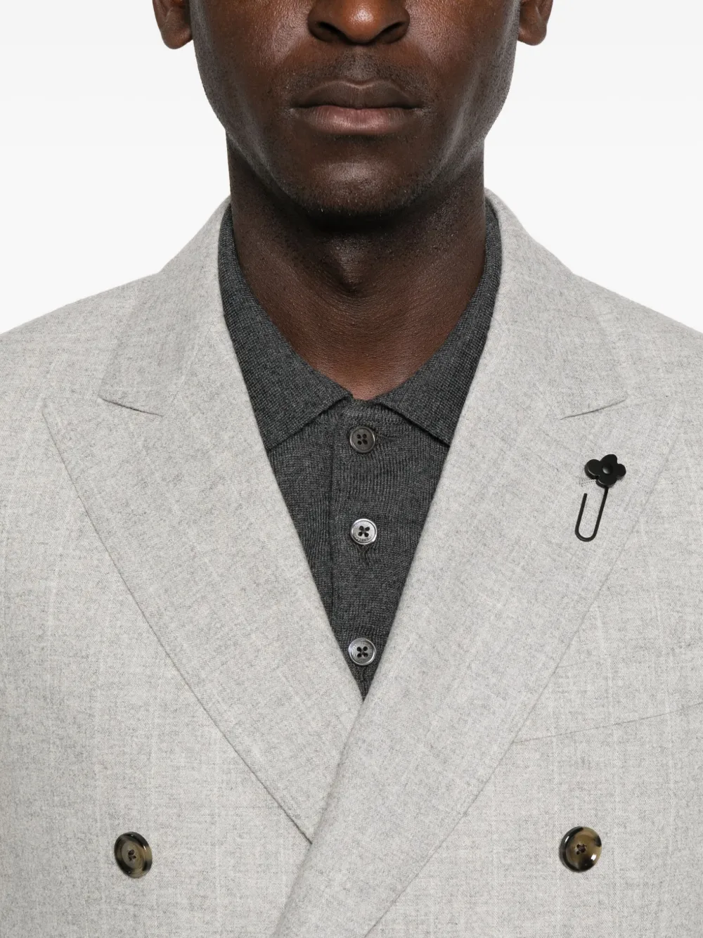 Lardini Double-breasted Wool Suit In Gray