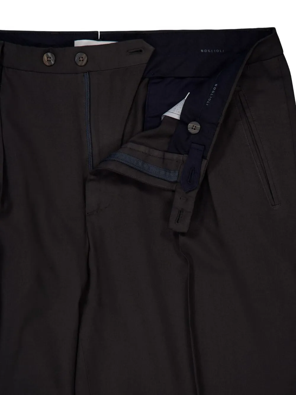 Boglioli Pleated Wool Trousers In Black