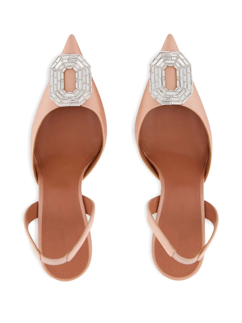 Amina Muaddi Camelia crystal-embellished slingback-strap pumps Roze