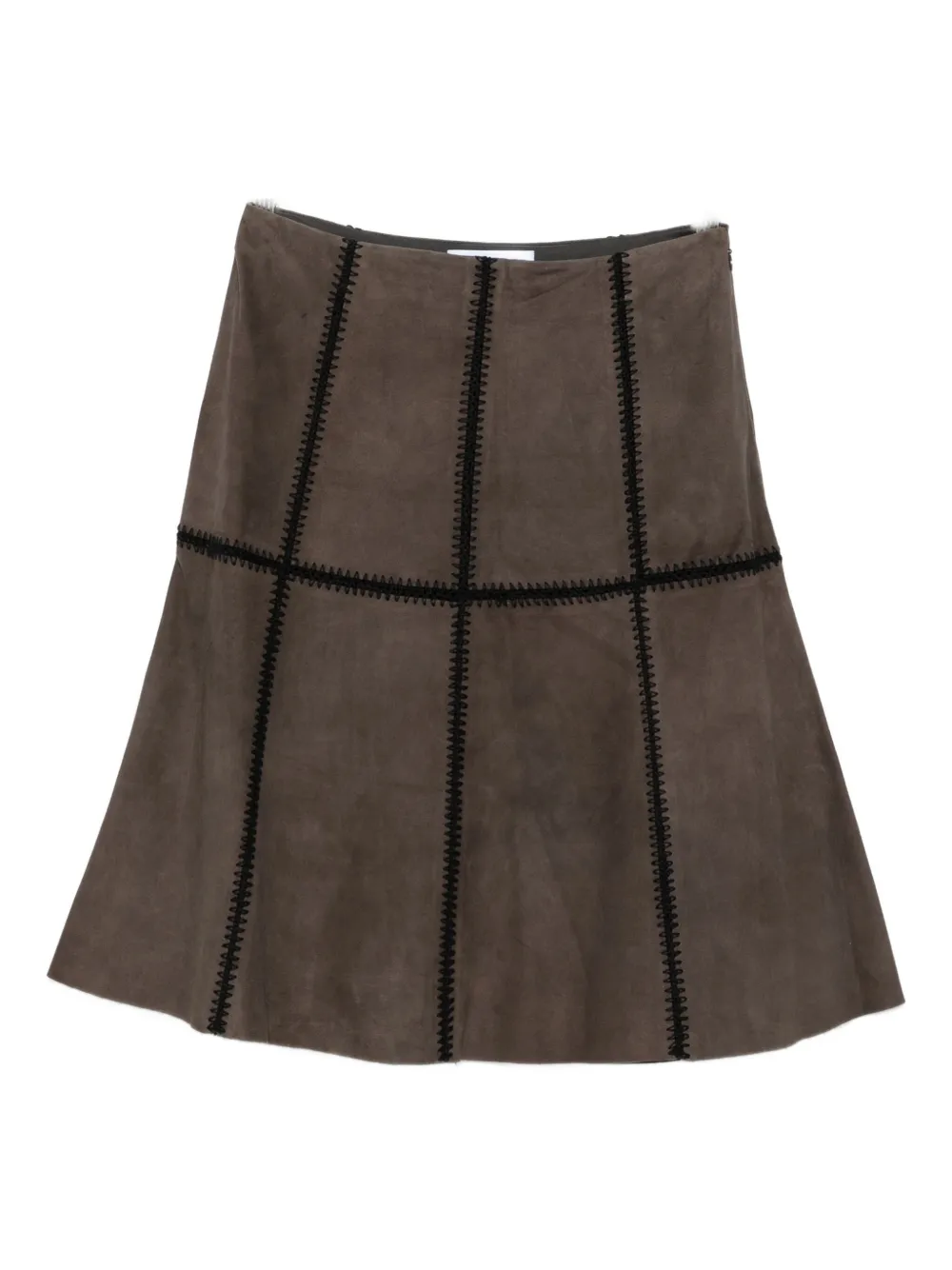 Blugirl Suede Panelled Skirt In Brown