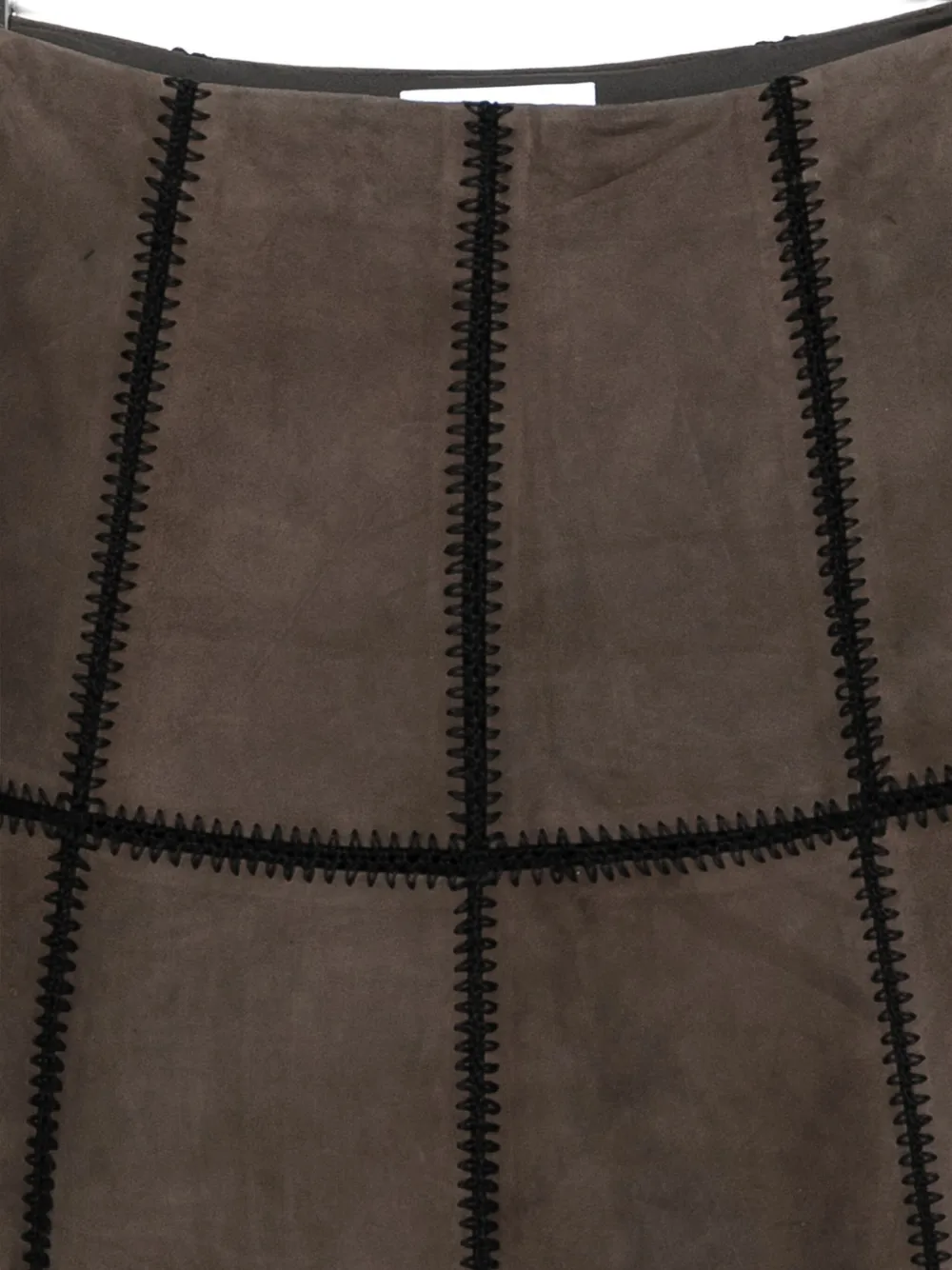 Blugirl Suede Panelled Skirt In Brown
