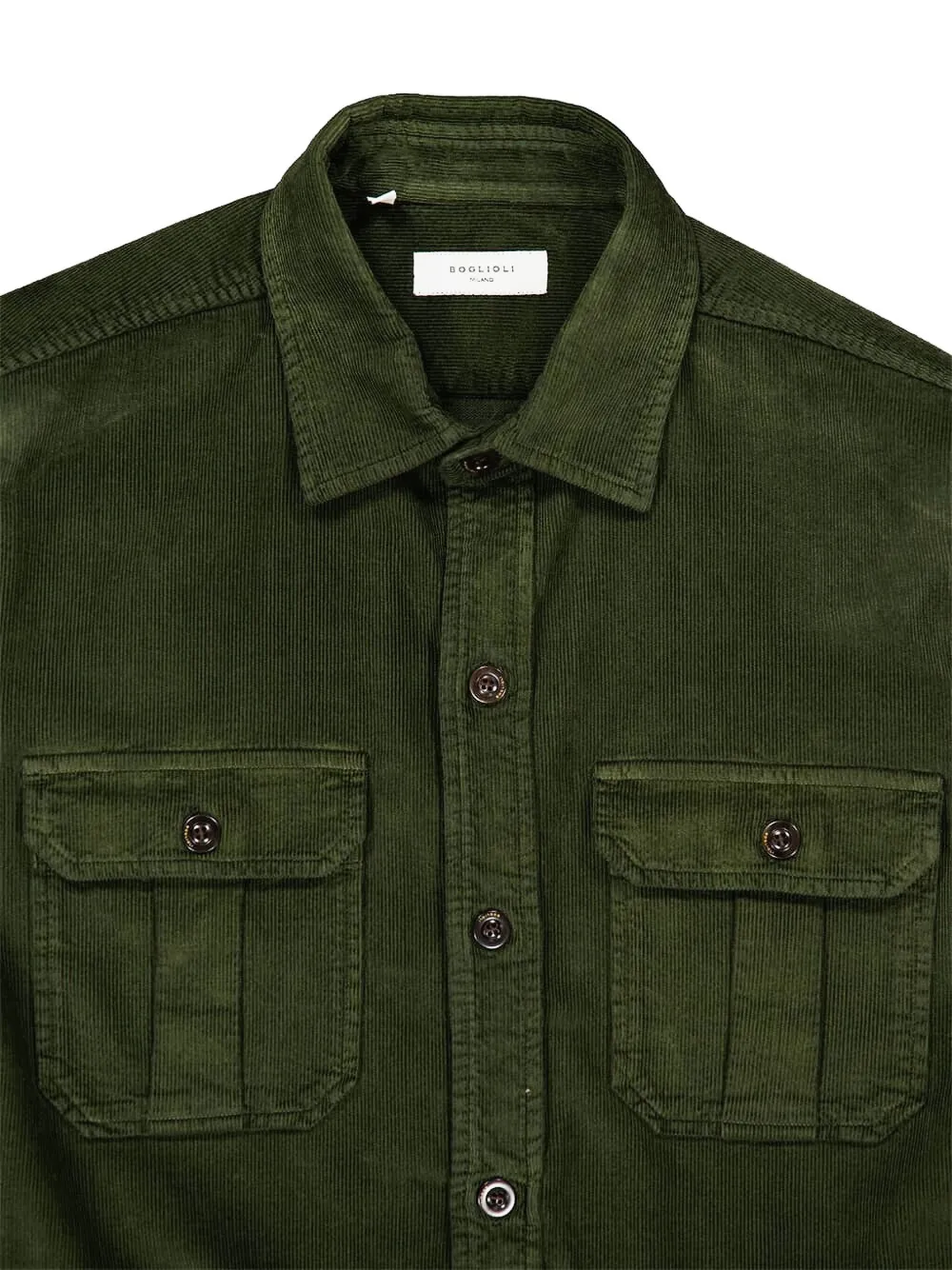 Boglioli Ribfluwelen shirtjack met knopen Groen