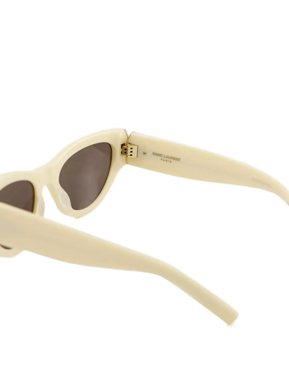 Saint Laurent Ivory-ivory-black Recycled Acetate Sunglasses In Neutral