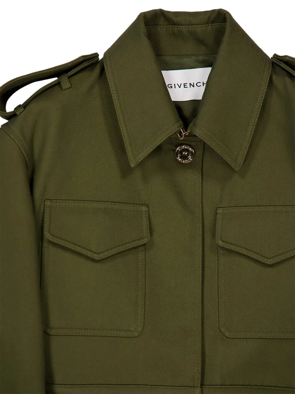 Givenchy Patch-pocket Cropped Military Jacket In Green