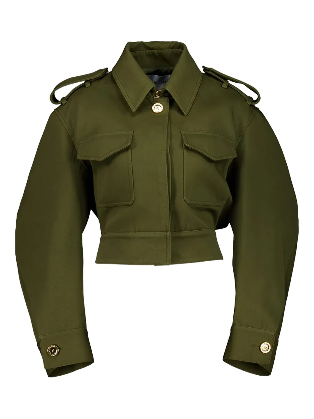 Givenchy Patch-pocket Cropped Military Jacket In Green