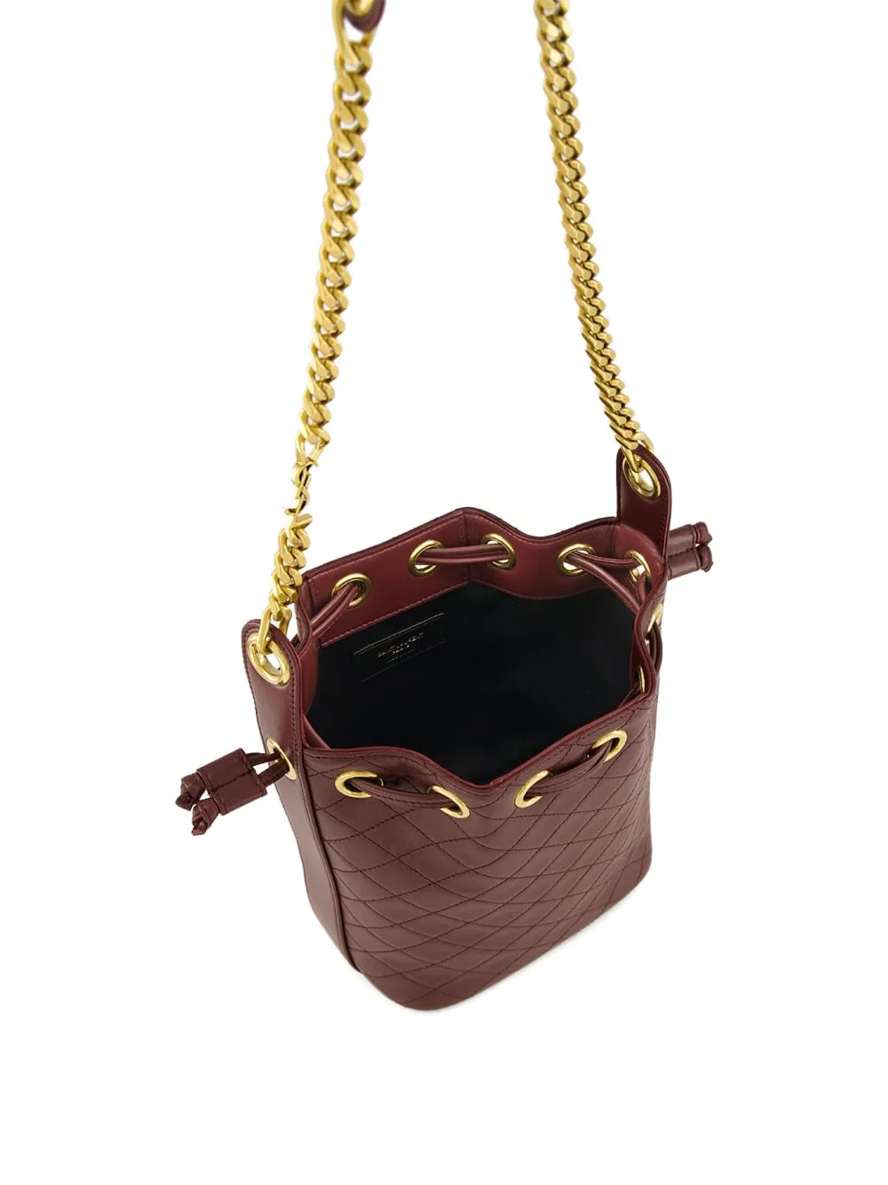 Saint Laurent Kleine gewatteerde leren bucket-tas Bruin