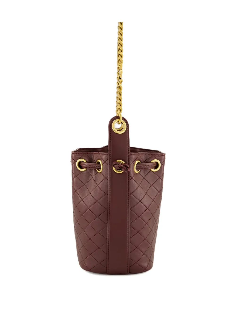 Saint Laurent Kleine gewatteerde leren bucket-tas Bruin