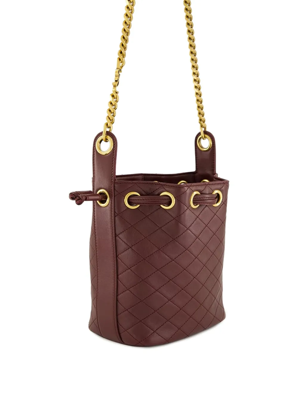 Saint Laurent Kleine gewatteerde leren bucket-tas Bruin