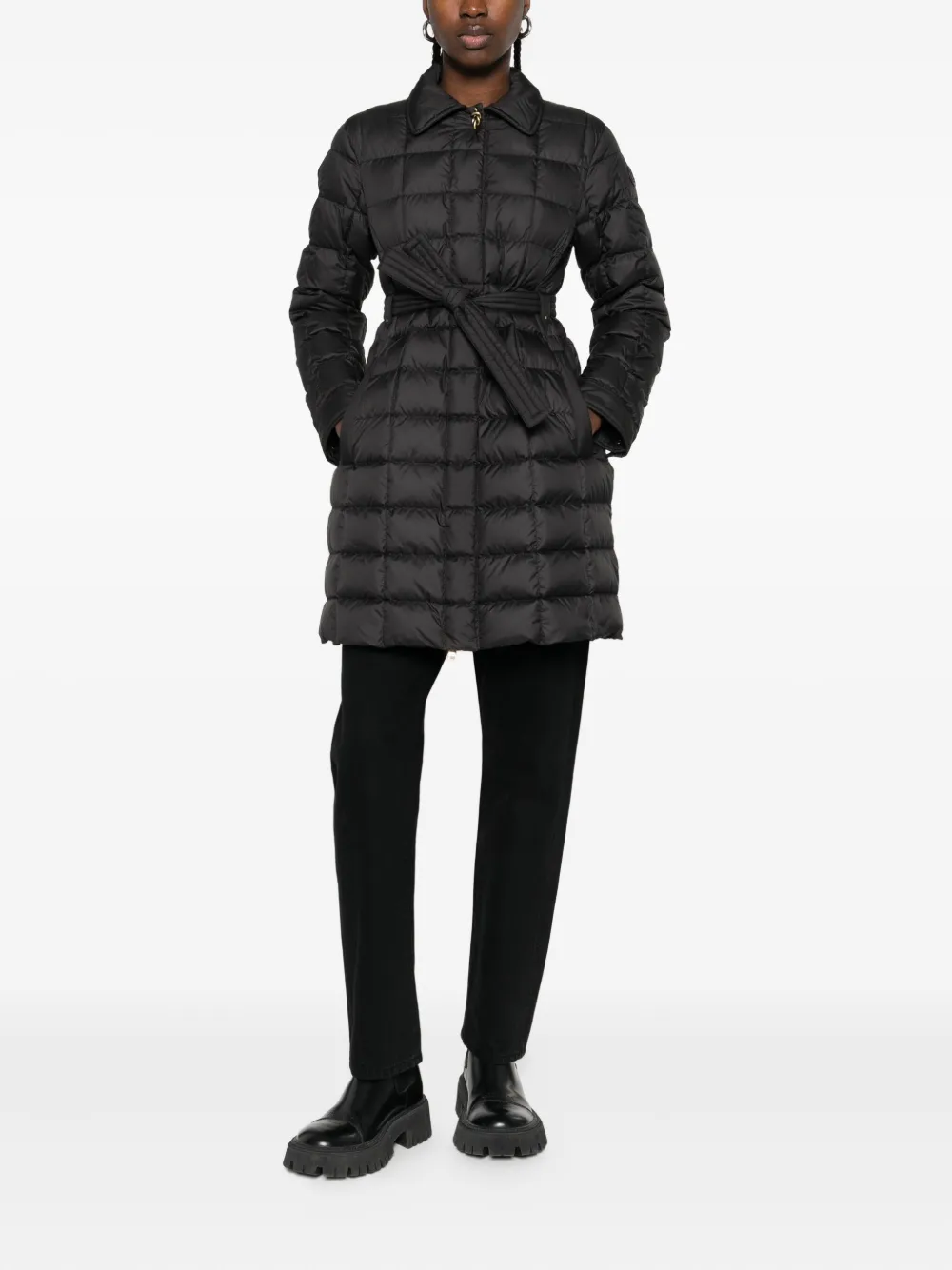 Moncler Gesteppter Mantel mit Gürtel | Einreiher | Image 2