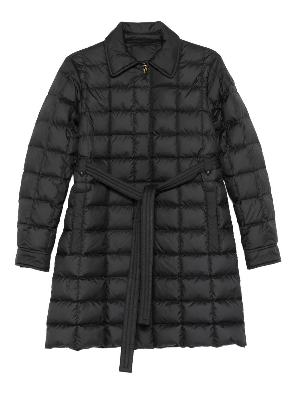 Moncler Gesteppter Mantel mit Gürtel | Schwarz | Image 1