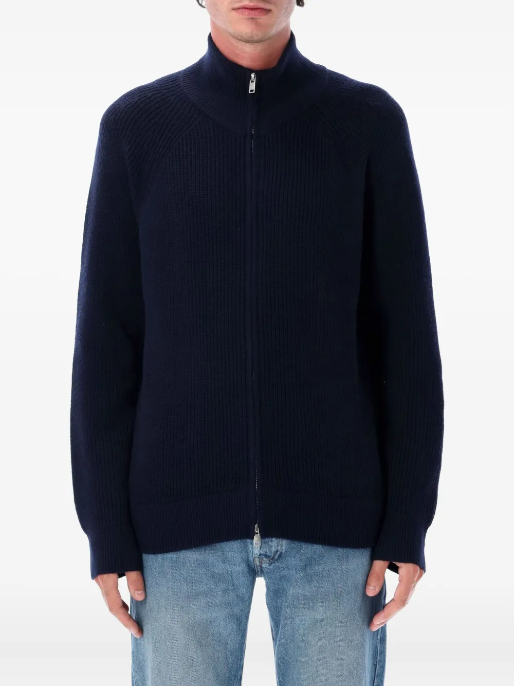 Isabel Marant Zip-up High-neck Knitted Cardigan In Blue