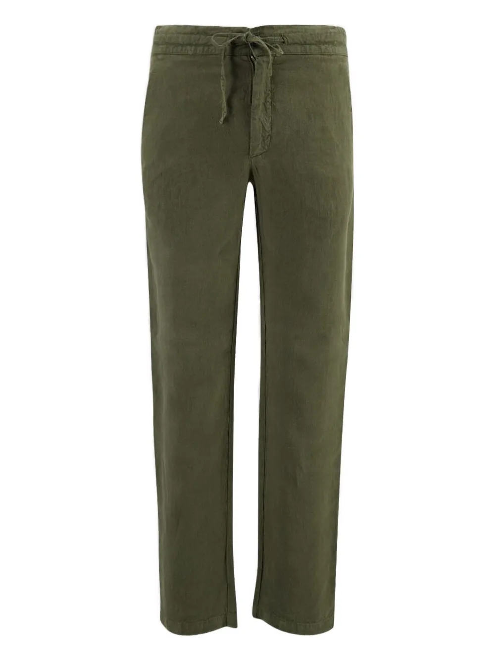 120% Lino Drawstring-waist Linen Trousers In Green