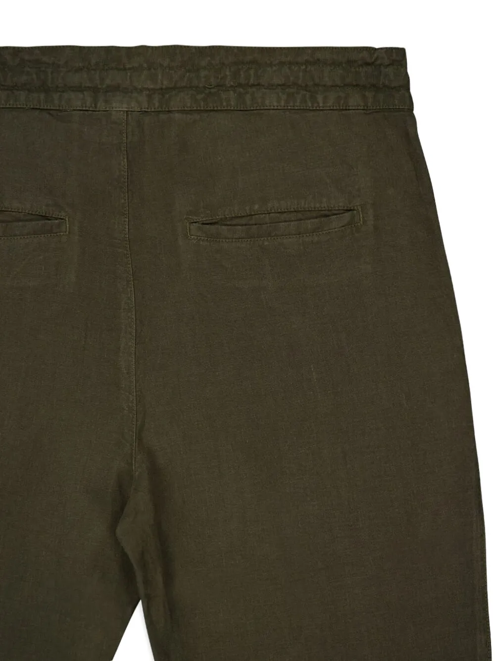 120% Lino Drawstring-waist Linen Trousers In Green