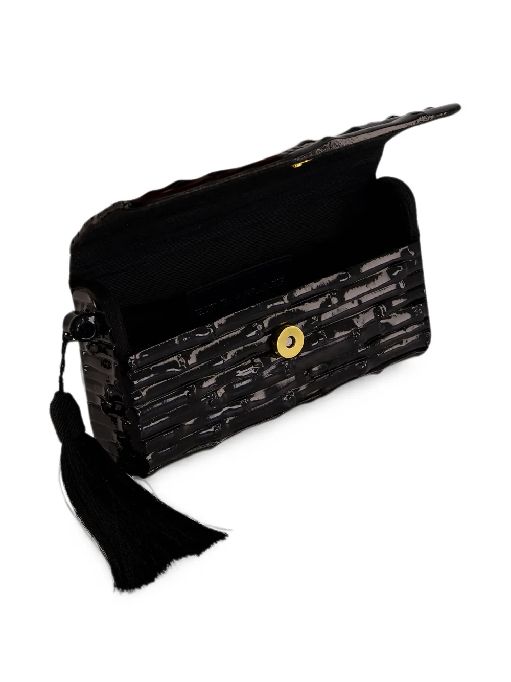 Glorinha Paranaguá Gaya gelakte bamboe clutch Zwart