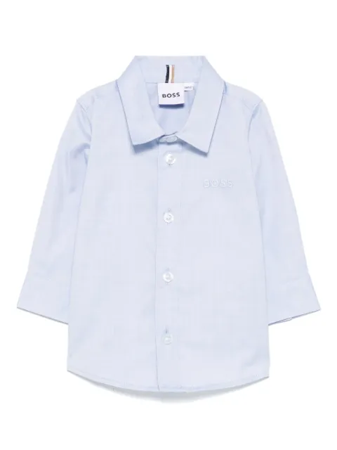 BOSS Kidswear embroidered-logo cotton shirt