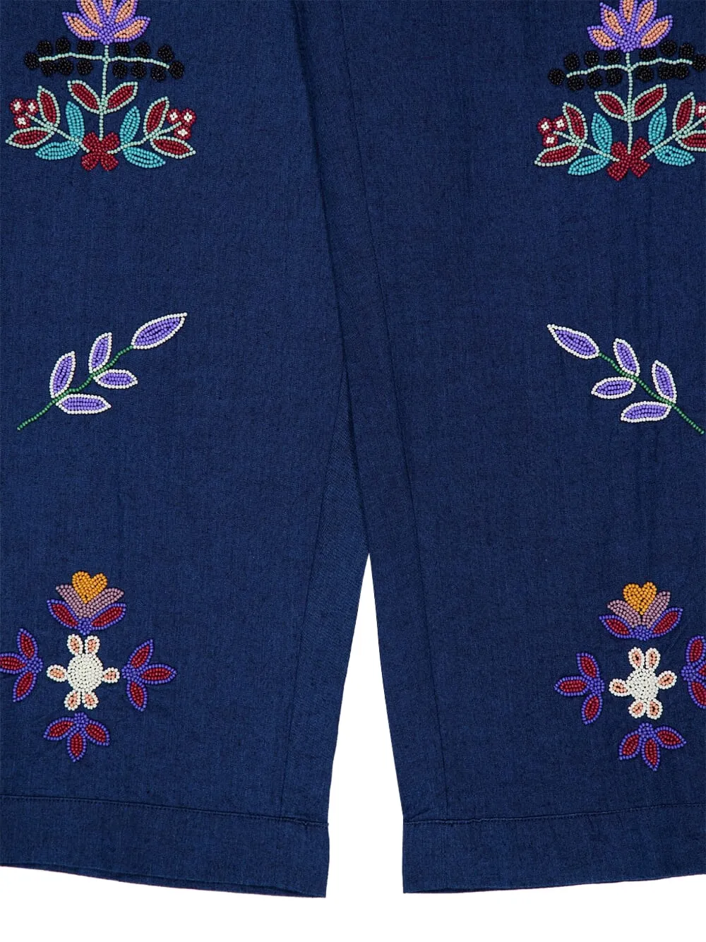 Baziszt Neon Beaded Floral Trousers In Blue