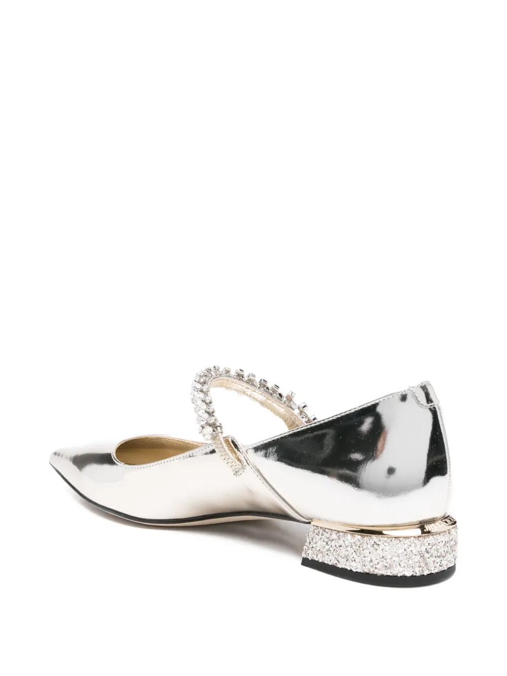 Pre-owned Jimmy Choo Crystal-embellished Point-toe Ballet Flats In Gold
