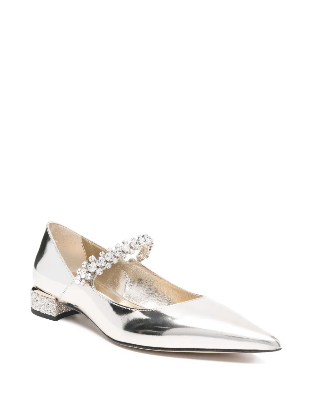 Pre-owned Jimmy Choo Crystal-embellished Point-toe Ballet Flats In Gold