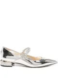 Jimmy Choo Pre-Owned crystal-embellished point-toe ballet flats - Gold