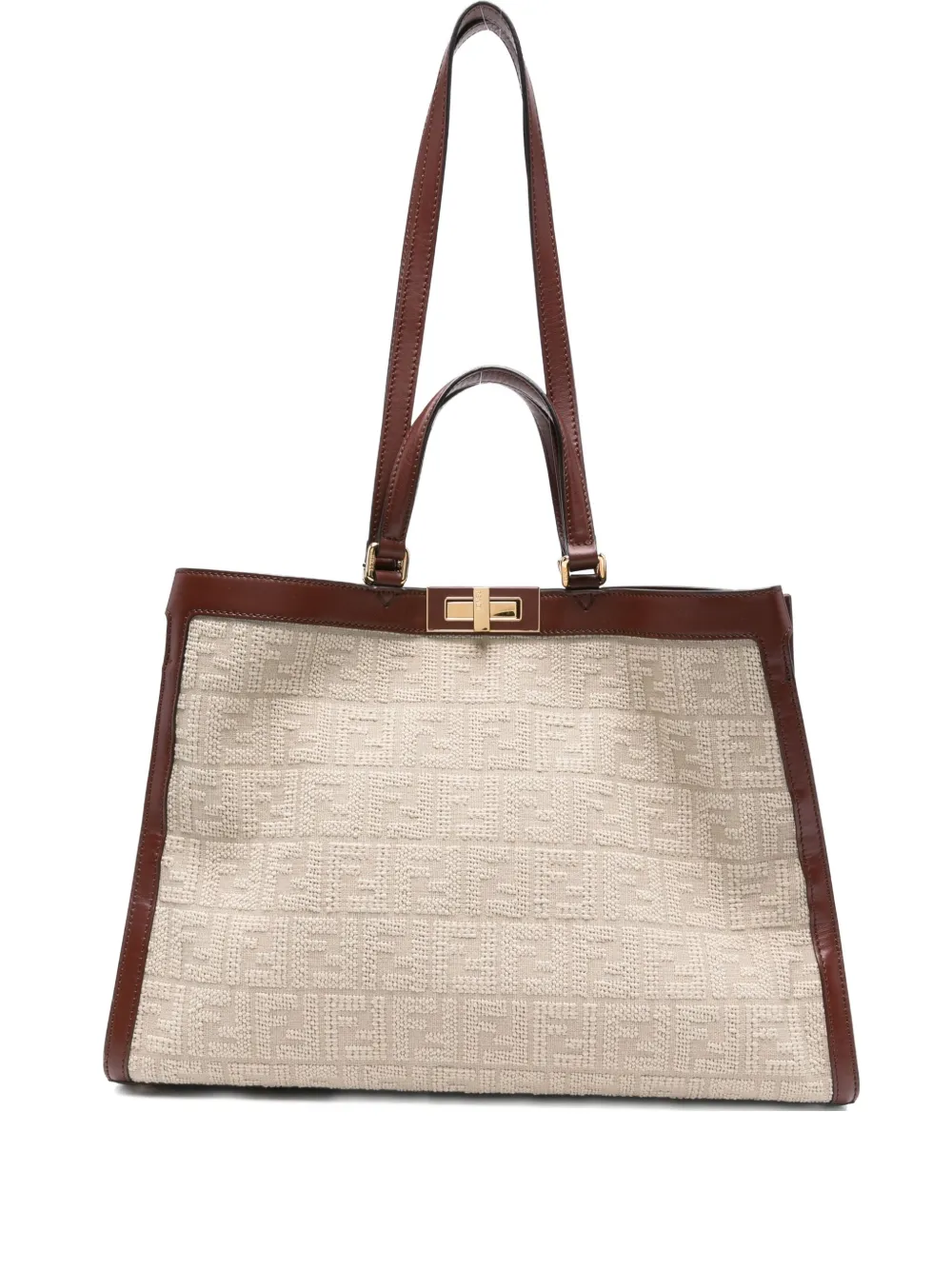 Fendi Pre-Owned Peekaboo logo tote bag - Toni neutri