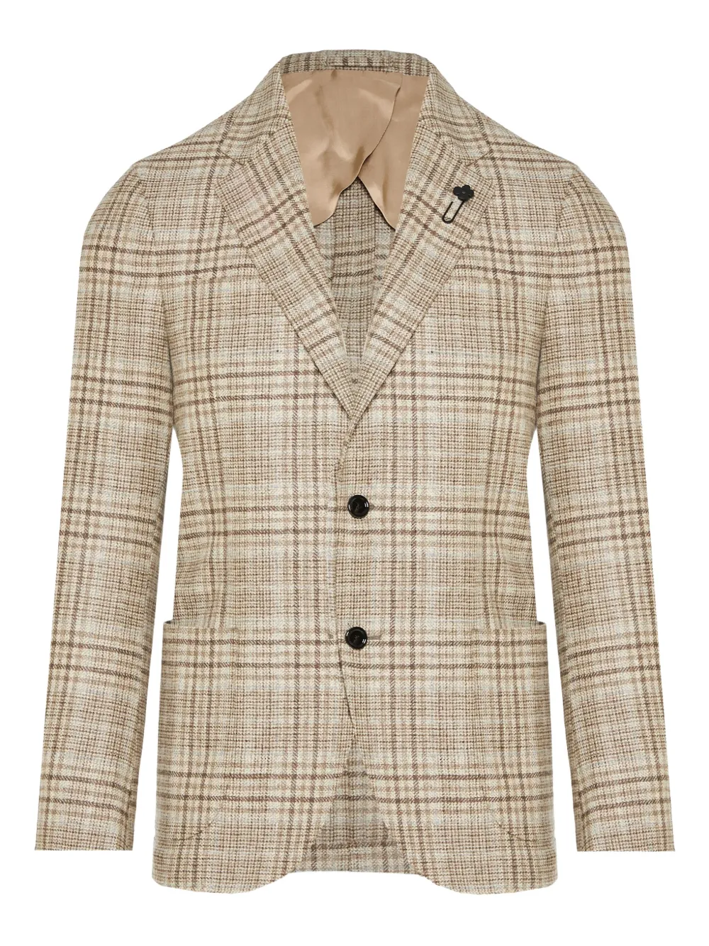Lardini Checked Two-button Blazer In Neutral