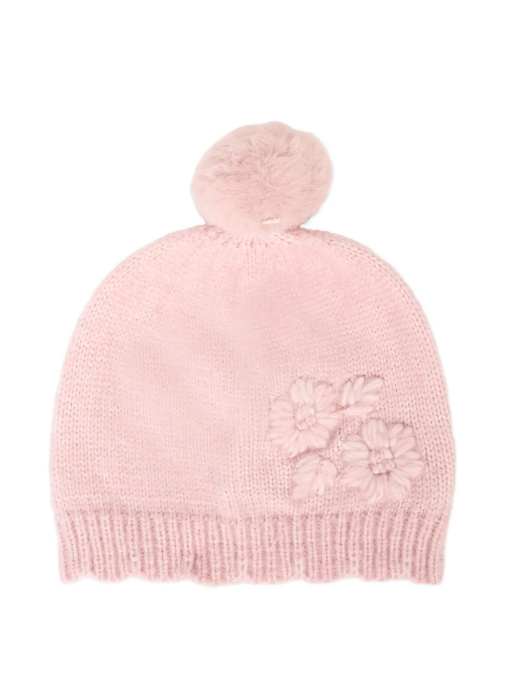 Mayoral flower-embellished pom-pom hat (set of three) Roze