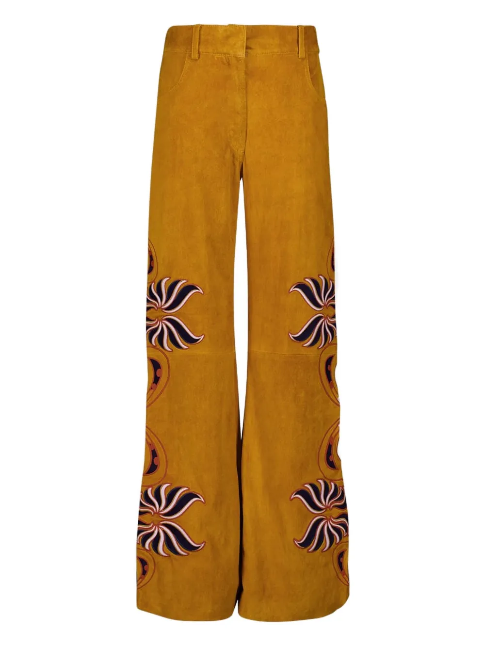 PAULA embroidery suede trousers